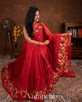 Red Jamdani Pure Muslin Silk Handloom Saree