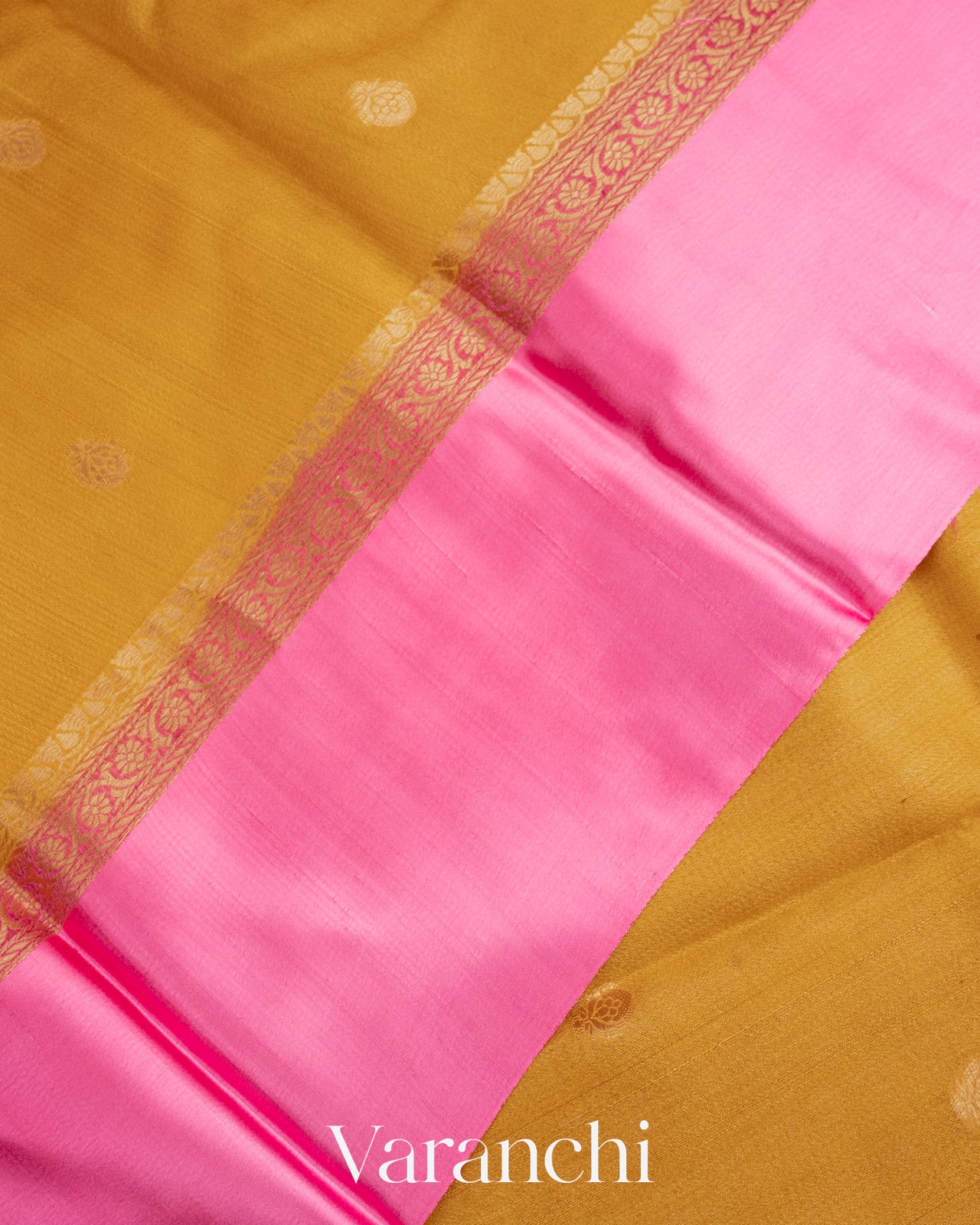 Mustrad Yellow Pure Tussar Silk Saree