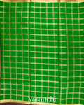 Emerald Green Checkered Pure Mysore Crepe Silk Saree