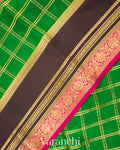 Emerald Green Checkered Pure Mysore Crepe Silk Saree