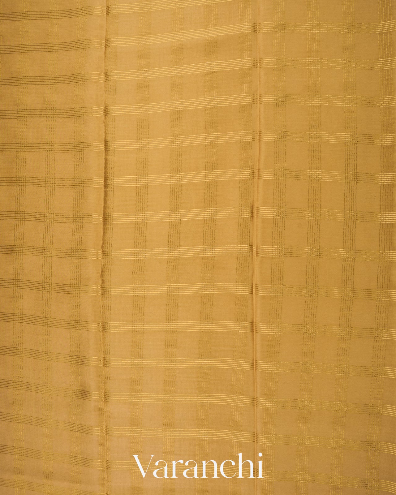 Mustard Beige Checkered Pure Mysore Crepe Silk Saree