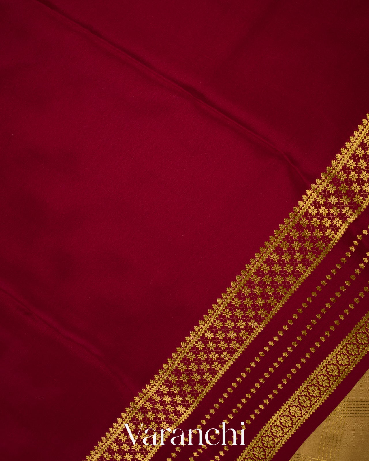 Mustard Beige Checkered Pure Mysore Crepe Silk Saree