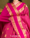Rich Magenta Pink Pure Mysore Crepe Silk Saree