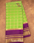 Muted Parrot Green Pure Mysore Crepe Silk Saree