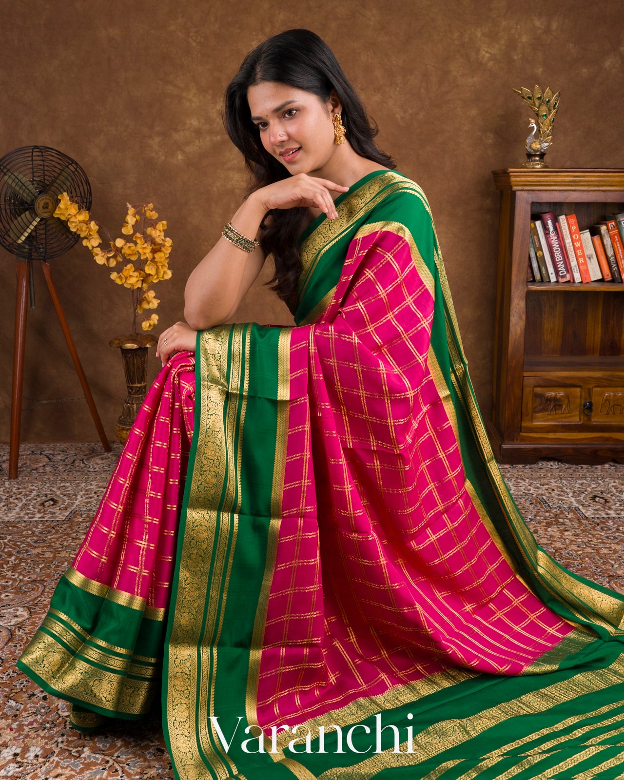 Rani Pink Pure Mysore Crepe Silk Saree