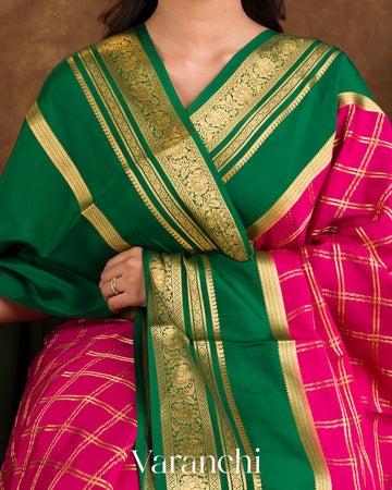 Rani Pink Pure Mysore Crepe Silk Saree