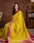 Olive Yellow Pure Katan Silk Handloom Saree