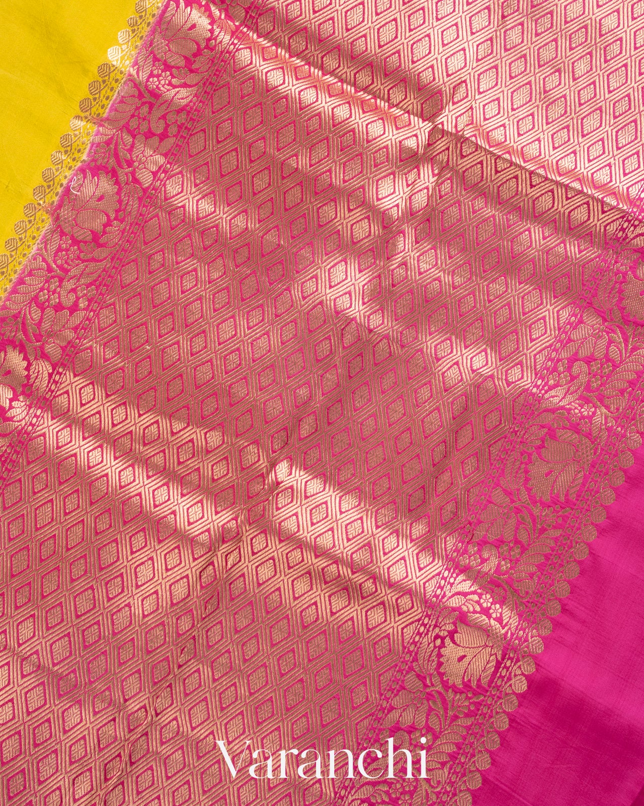 Olive Yellow Pure Katan Silk Handloom Saree