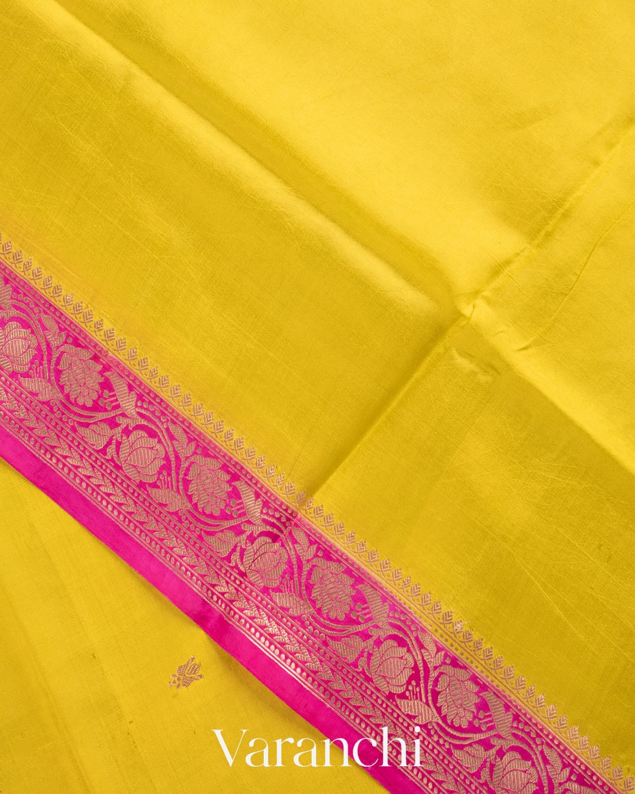 Olive Yellow Pure Katan Silk Handloom Saree