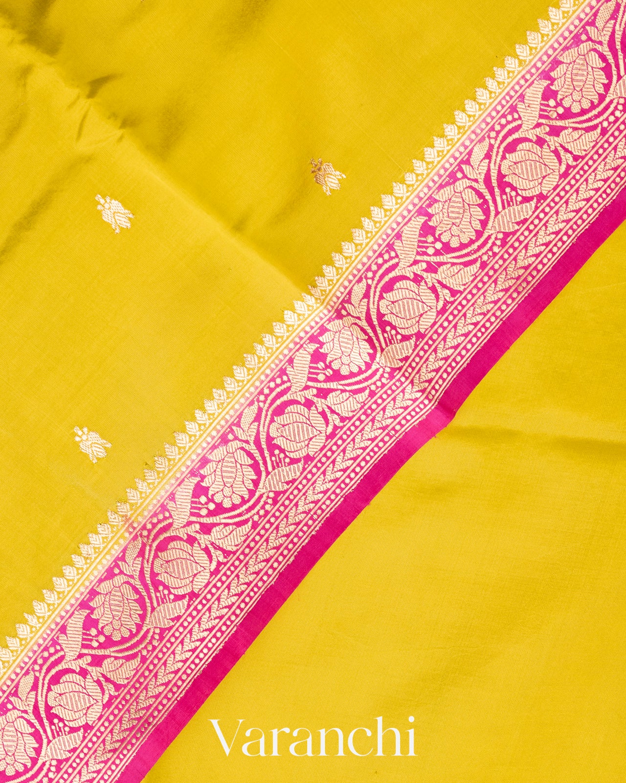 Olive Yellow Pure Katan Silk Handloom Saree