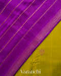 Olive Yellow Pure Raw Silk Handloom Saree