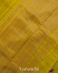 Olive Yellow Pure Raw Silk Handloom Saree