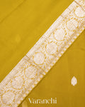 Olive Yellow Pure Chiffon Silk Handloom Saree