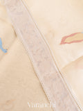 Off-White Bird Applique Pure Kora Silk Saree