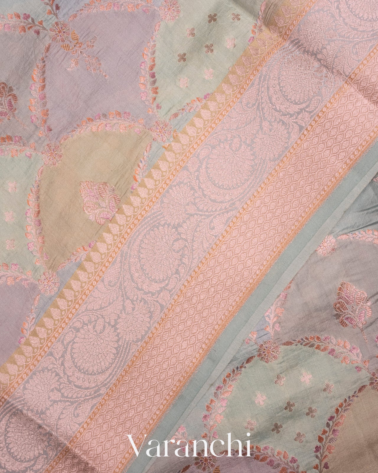 Shades of Pastel Pure Chiniya Silk Saree