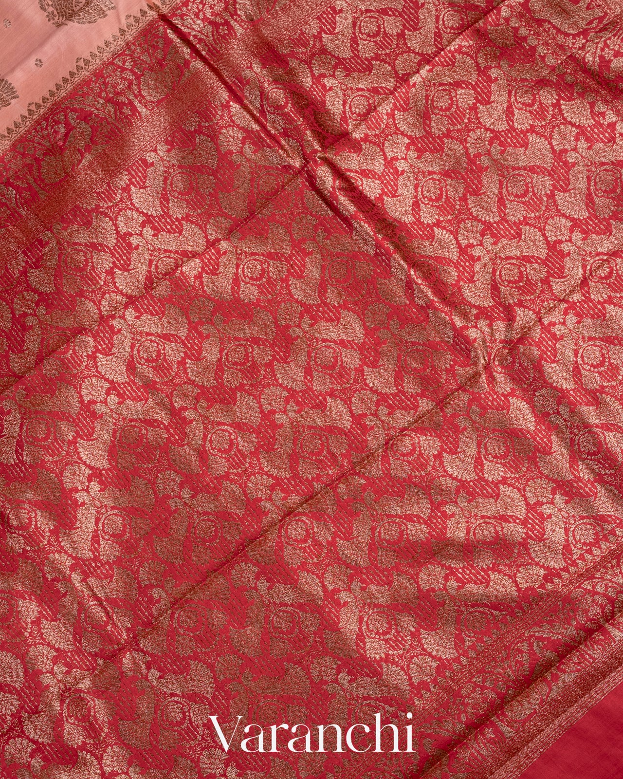 Peach Pure Chiniya Silk Saree