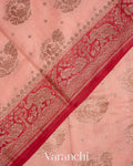 Peach Pure Chiniya Silk Saree