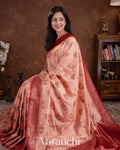 Peach Pure Chiniya Silk Saree