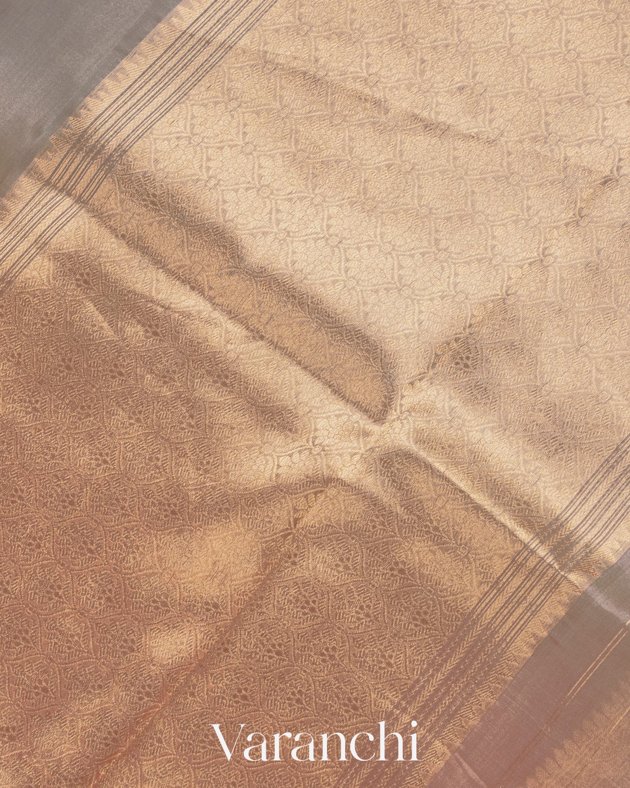 Dusty Peach Kora Silk Ombre-Dyed Handloom Saree