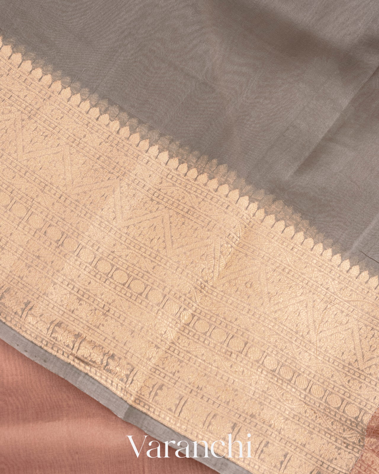 Dusty Peach Kora Silk Ombre-Dyed Handloom Saree