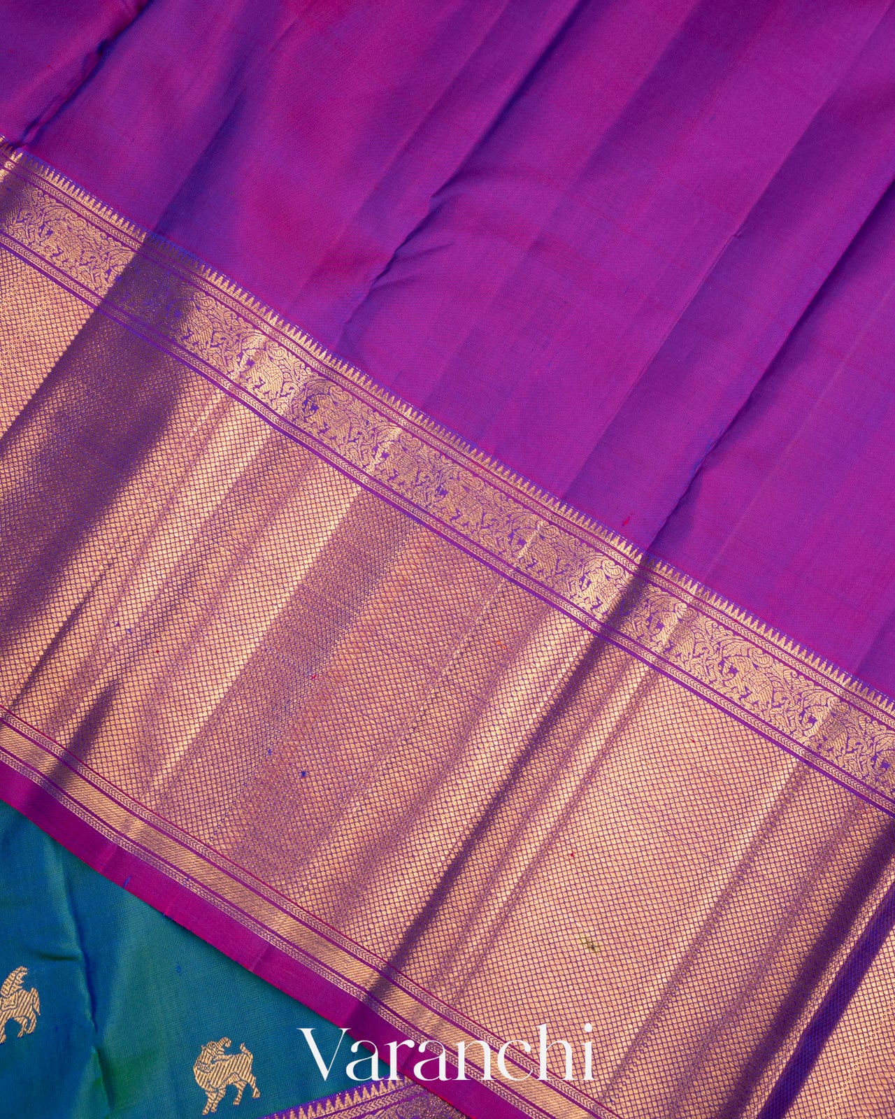 Peacock Green Pure Kanchipuram Silk Handloom Saree