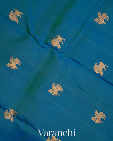 Peacock Green Pure Kanchipuram Silk Handloom Saree