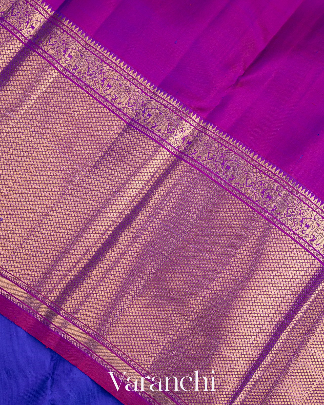 Royal Blue Pure Kanchipuram Silk Handloom Saree