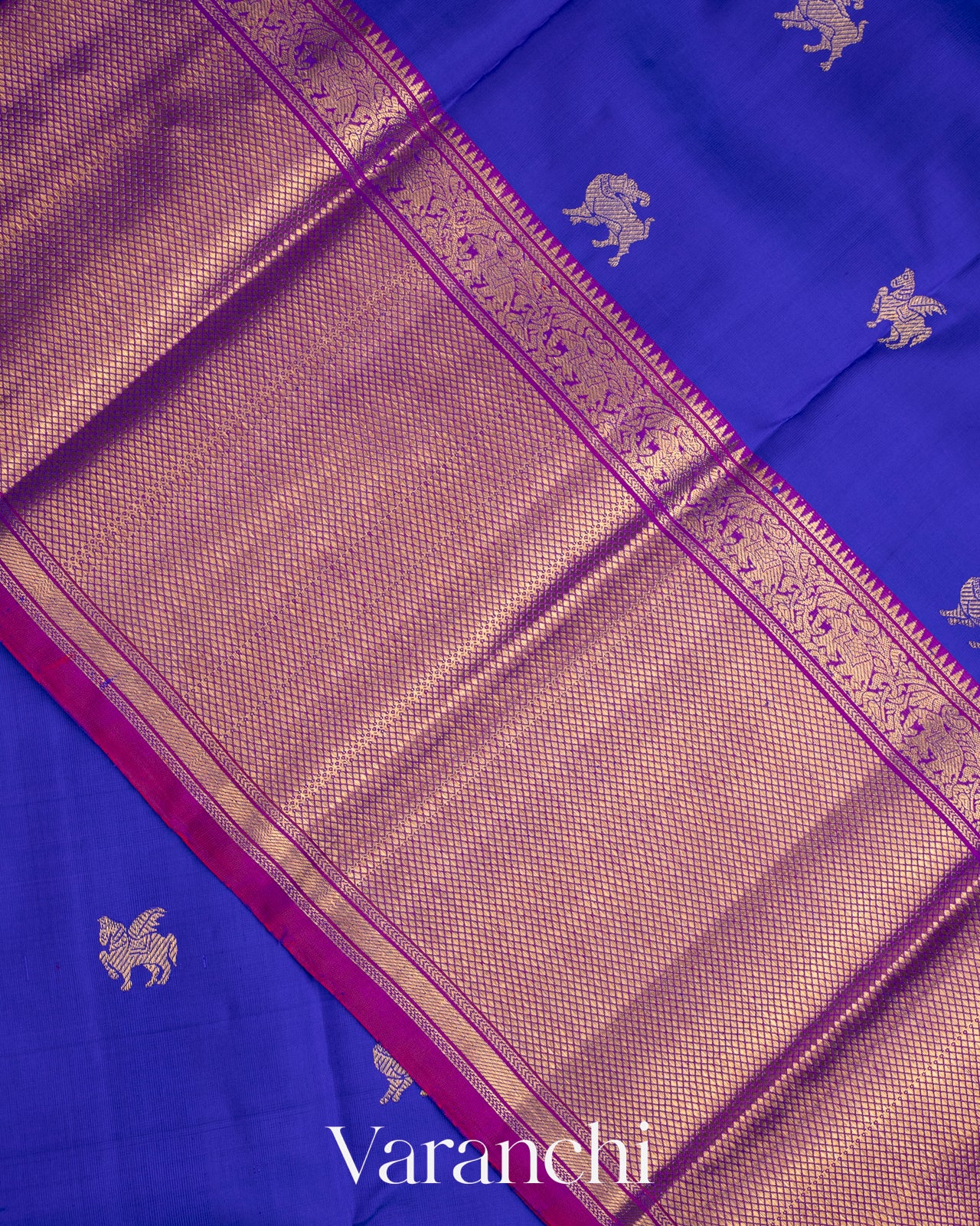 Royal Blue Pure Kanchipuram Silk Handloom Saree