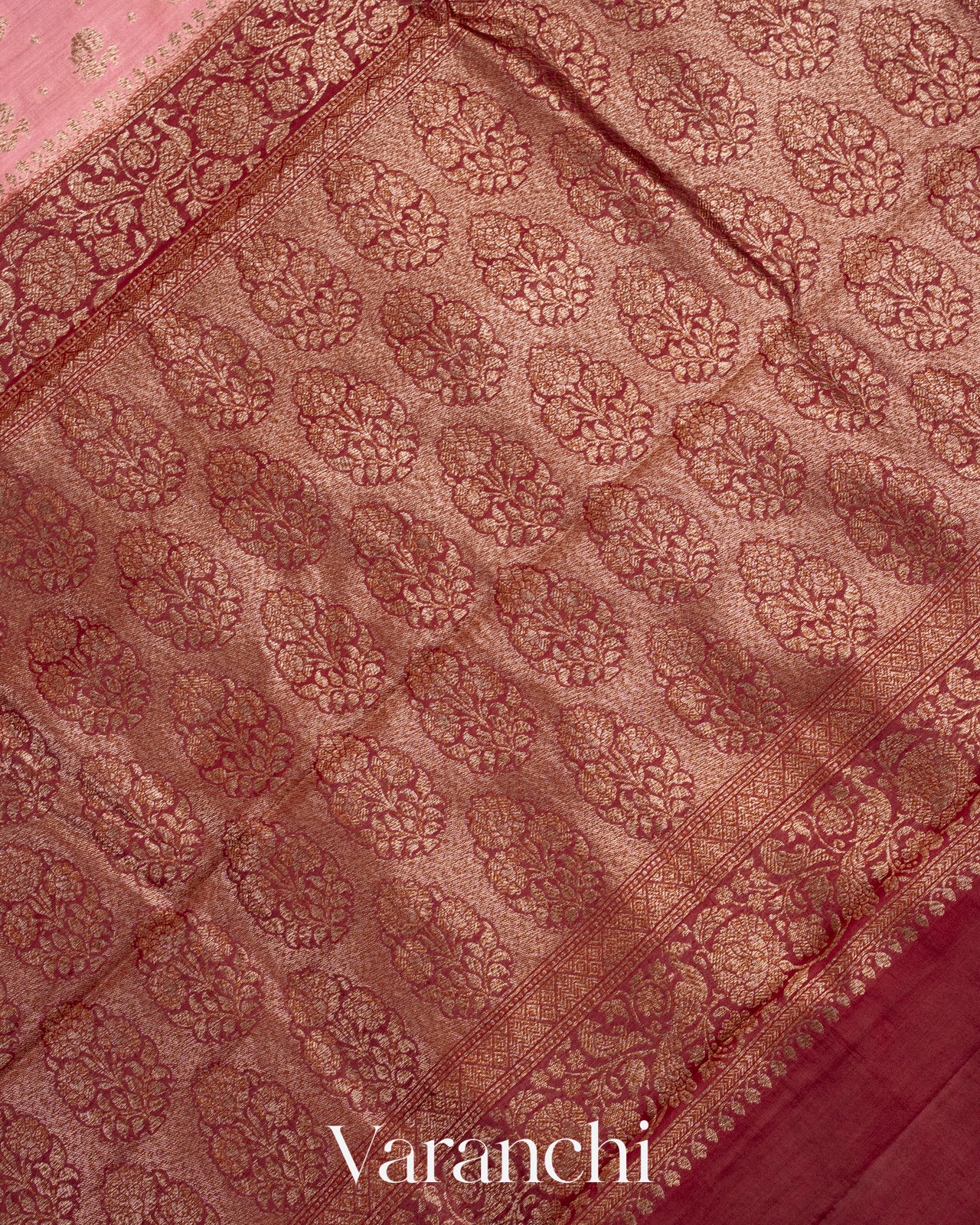 Blush Pink Pure Chiniya Silk Saree