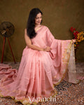 Pastel Pink Pichwai Printed Pure Moonga Silk Saree
