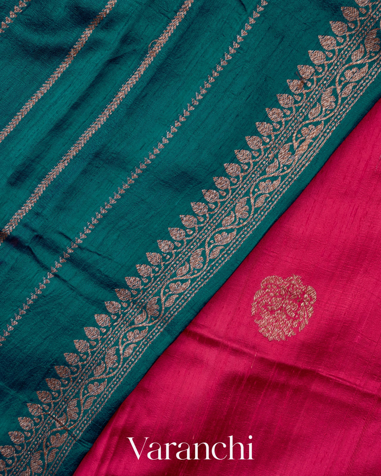 Rani Pink Pure Raw Silk Handloom Saree