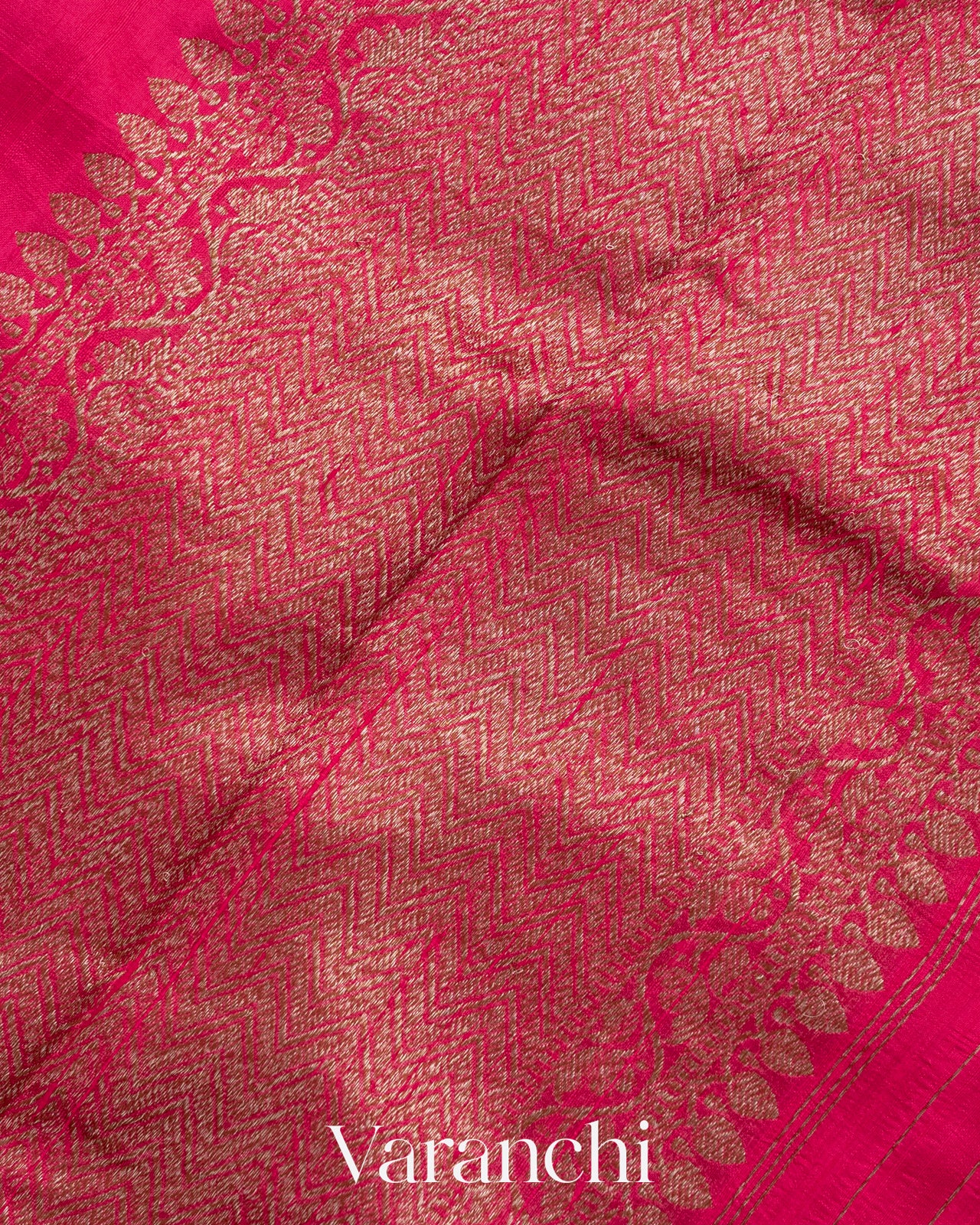 Rani Pink Pure Raw Silk Handloom Saree