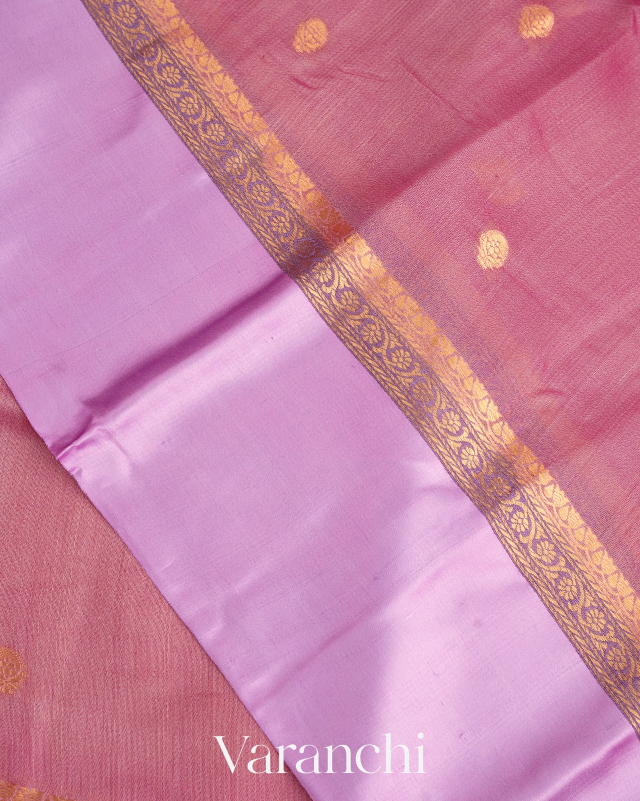 Baby Pink Pure Tussar Silk Saree