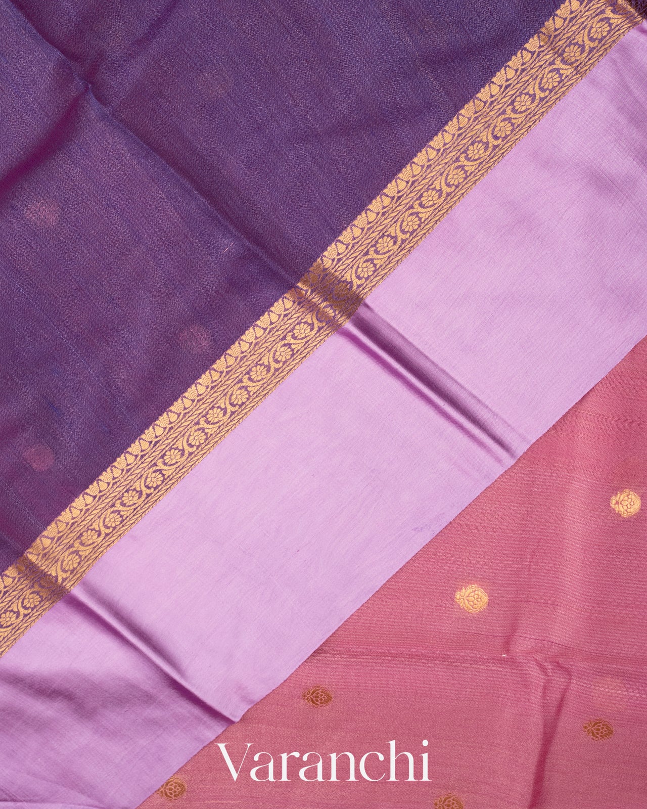 Baby Pink Pure Tussar Silk Saree