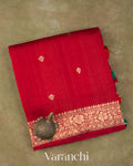 Crimson Red Pure Raw Silk Handloom Saree
