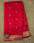 Crimson Red Pure Raw Silk Handloom Saree