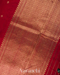 Crimson Red Pure Raw Silk Handloom Saree