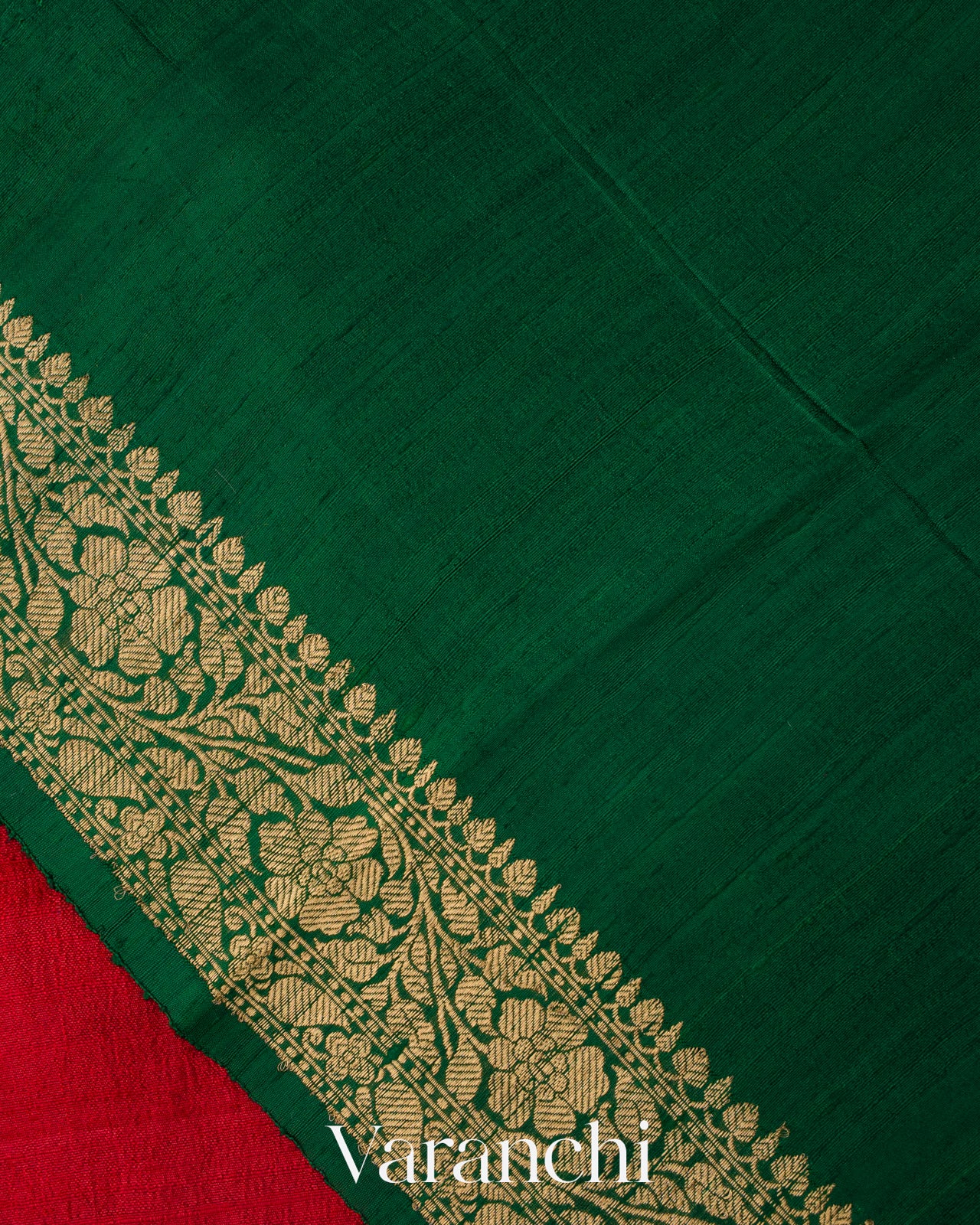Crimson Red Pure Raw Silk Handloom Saree