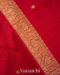 Crimson Red Pure Raw Silk Handloom Saree