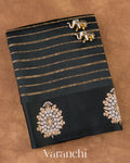 Jet Black Pure Poona Silk Handloom Saree