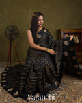 Jet Black Pure Poona Silk Handloom Saree