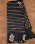 Jet Black Pure Poona Silk Handloom Saree