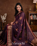 Deep Purple Pure Chanderi Silk Cotton Handloom Saree