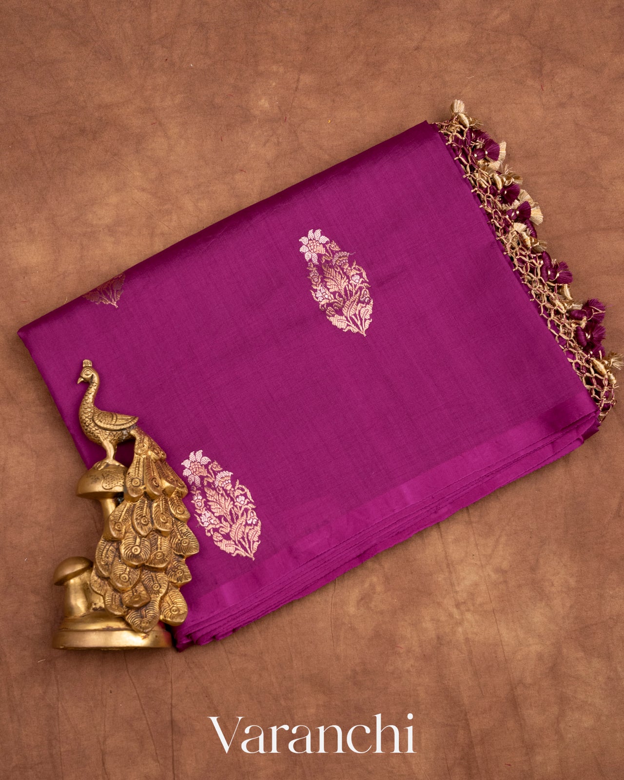 Deep Purple Pure Chiniya Silk Handloom Saree