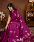 Deep Purple Pure Chiniya Silk Handloom Saree