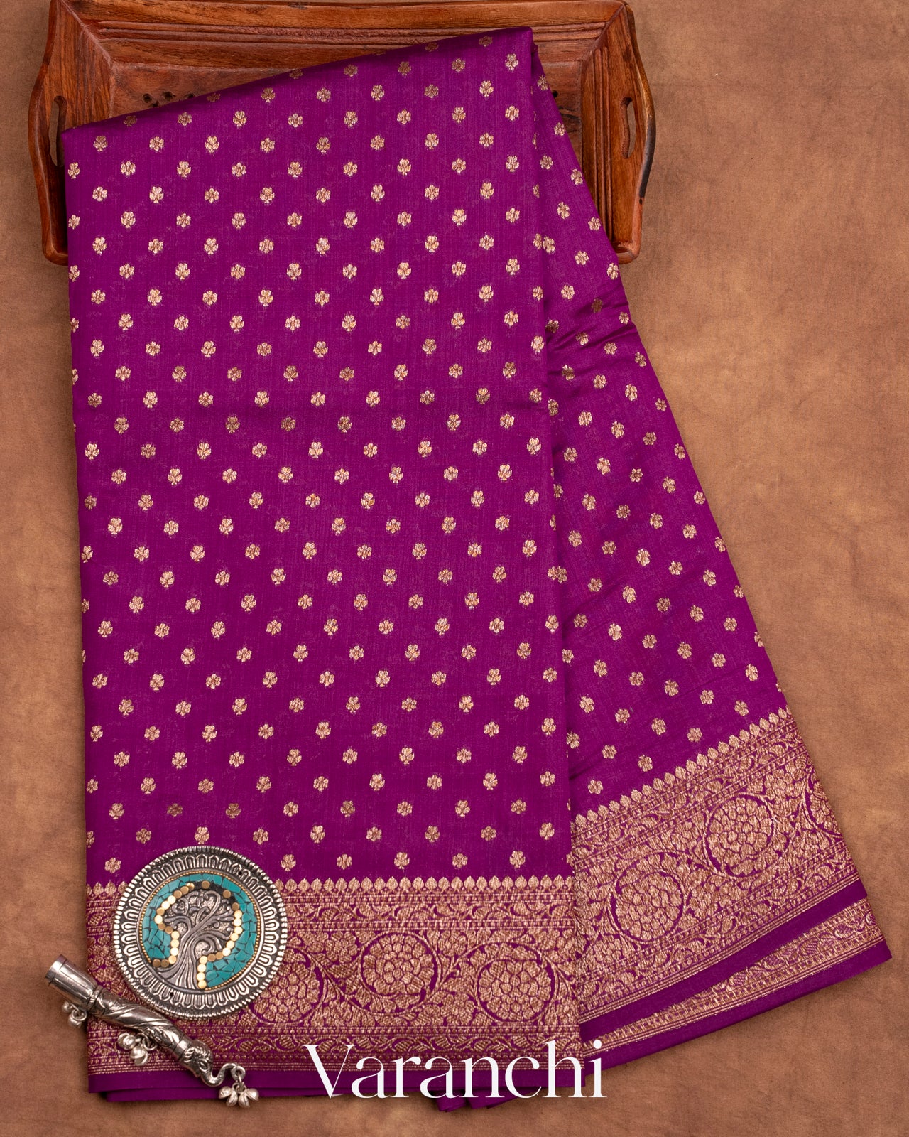 Purple Pure Chiniya Silk Saree