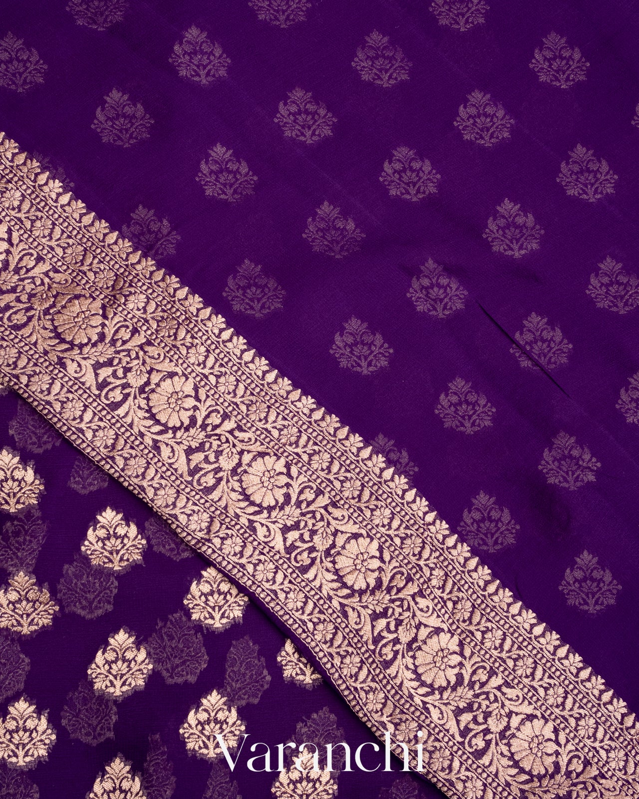 Deep Violet Pure Georgette Silk Saree