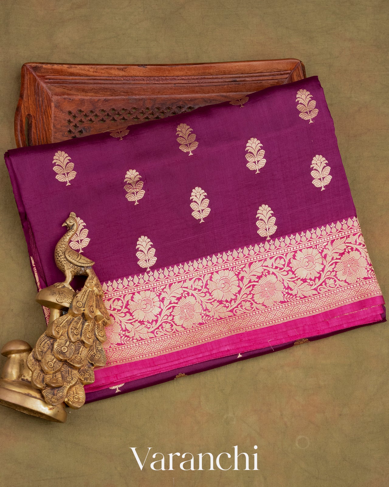 Deep Purple Katan Pure Katan Silk Handloom Saree