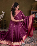 Deep Purple Katan Pure Katan Silk Handloom Saree