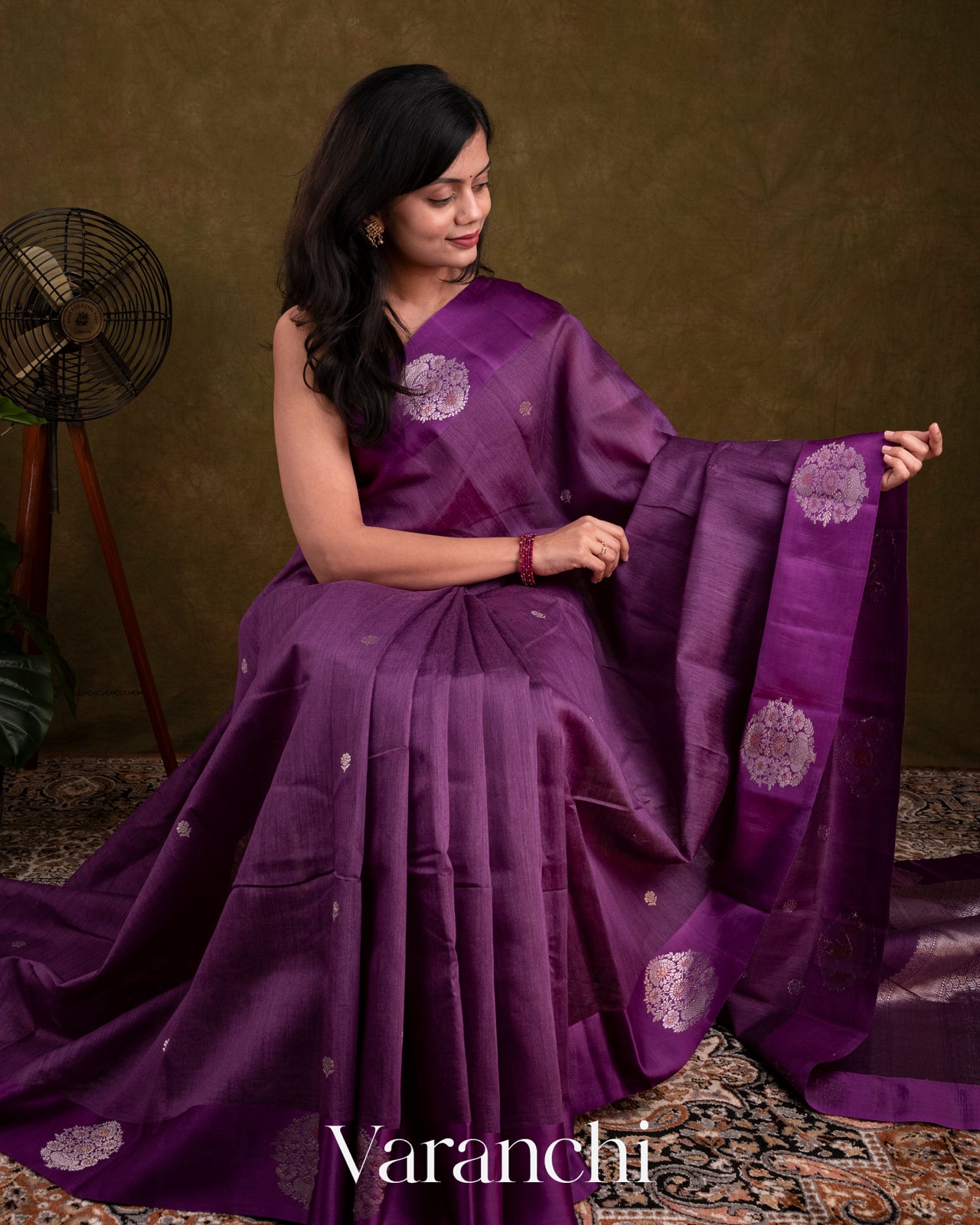 Purple Pure Moonga Silk Handloom Saree